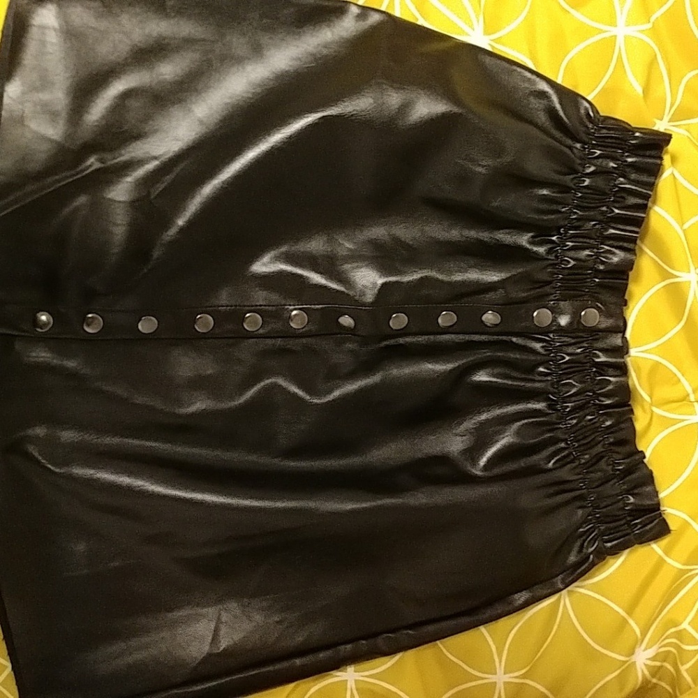 Faux leather button up skirt